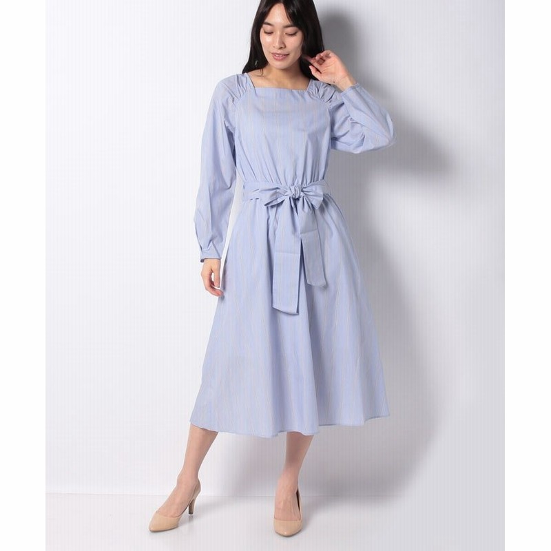 ベイクルーズグループアウトレット ストライプスクエアネックワンピース レディース ブルー フリー Baycrew S Group Outlet 通販 Lineポイント最大get Lineショッピング