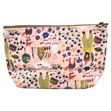 Kwang Min 雙層防水萬用收納包 - 粉森林小熊  中(22 x 12cm)