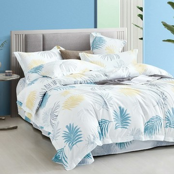 J-bedtime 床寢時光 天絲抗菌舖棉兩用被套 六件式床罩組 VMB7799L  加大  時尚葉影 白色