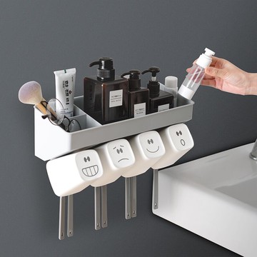 衛生間牙刷置物架吸壁式牙刷架壁掛洗漱架牙刷筒牙刷杯漱口杯套裝