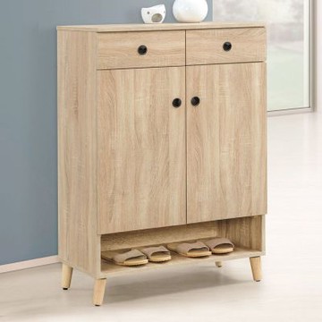 文創集 卡多格原橡2.7尺二門二抽鞋櫃-81x40x115cm免組