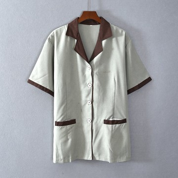 夏款直筒寬松百搭短袖襯衫拼色上衣服顯瘦氣質潮流個性