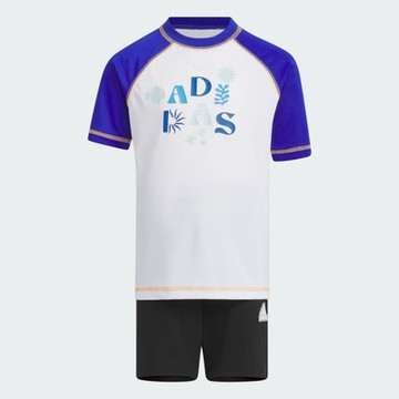 【adidas 愛迪達】 抗UV 防曬運動套裝 短袖/短褲 童裝 IT1778