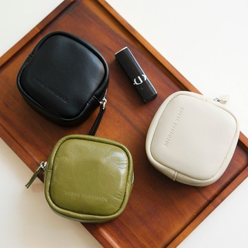 sobag真皮氣質方盒手拿包日系鑰匙硬幣零錢包可愛迷你口紅化妝包