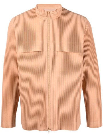 Homme Plissé Issey Miyake - pleated zip-up jacket - men - Polyester/Polyester - 4 - Orange