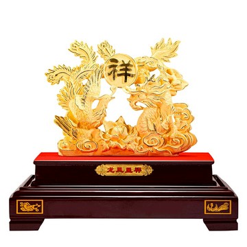 龍鳳呈祥絨沙金結婚禮物擺件工藝品  婚慶新婚禮品送朋友閨蜜同事