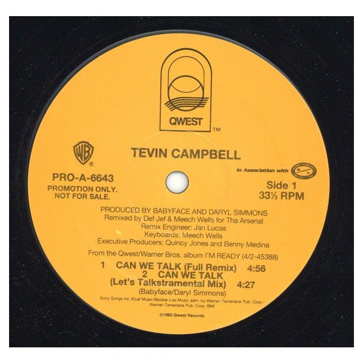 TEVIN CAMPBELL CAN WE TALK (REMIX) 12" US 1993年リリース