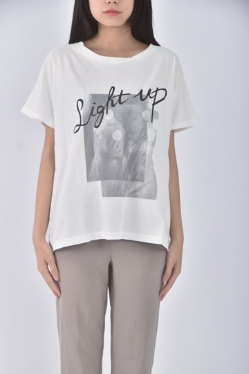 (M) yecca vecca棉質純棉印花白色短袖上衣