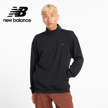 [New Balance]棉質半開襟上衣_男性_黑色_MT43501BK