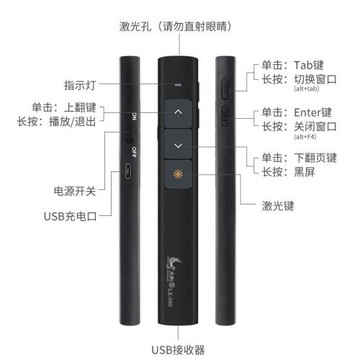 力翔LX500綠光翻頁筆ppt遙控筆教師多功能演示器多媒體投影筆老師課件控制器紅外線激光筆USB充電無線演講筆