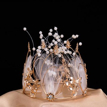 新款蛋糕裝飾皇冠女王女神仙氣生日蛋糕配件擺件插件珍珠皇冠王冠