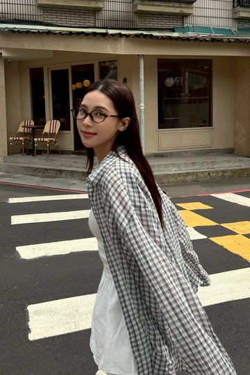 雙色泡泡紗亞麻格子襯衫