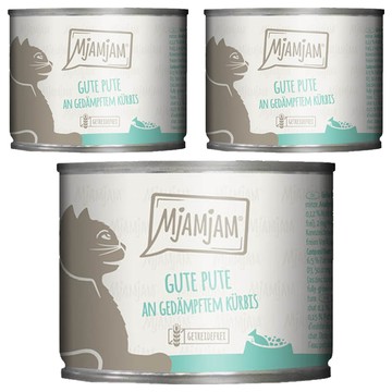 MjAMjAM 魔力喵 鮮肉主食貓罐  火雞 + 蒸南瓜 + 貓草  200g  3罐