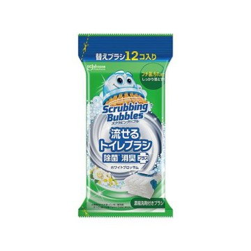 日本SC Johnson莊臣 拋棄式馬桶刷專用含濃縮洗劑替換刷頭補充包 12入x1包 (花香-灰)