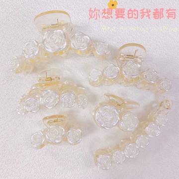 🌟台灣現貨🌟  時尚小香風花瓣抓夾 氣質珍珠花朵馬尾夾  香蕉夾 簡約百搭盤髮頭花髮夾