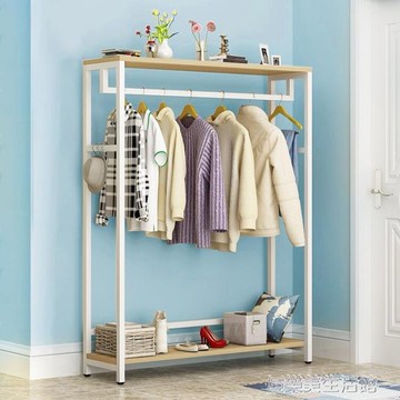 鐵藝掛衣架落地臥室晾衣架單桿式室內鞋架衣帽架家用收納置物架子 年終特惠