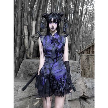 血液供給原創◆忍-哥特 中國風新中式盤扣提花改良旗袍不規則上衣