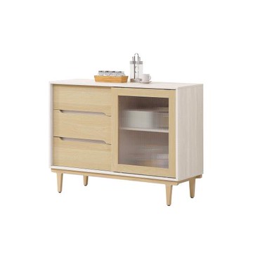 Boden-森迪4尺木面推門收納餐櫃/碗盤櫃/置物矮櫃/電器櫃/玄關櫃(下座)