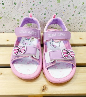 【震撼精品百貨】Hello Kitty 凱蒂貓~台灣製Hello kitty正版兒童涼鞋-紫蝴蝶結(13~18號)#19216