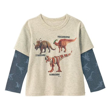 日本千趣會 - Schleich系列 假二件長袖上衣-燕麥x深藍袖