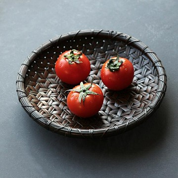 原竹皮果盤點心盤手工竹制高端日本收納盤茶道零配山山竹木