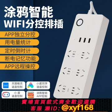 {保固一年 可打統編}涂鴉魚缸智能插座WIFI手機遠程定時開關分控語音控制排插電量統計