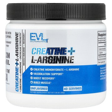 EVLution Nutrition, 肌酸 + L-精氨酸，原味，7.05 盎司（200 克）