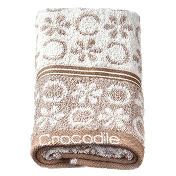 Crocodile 鱷魚 花物語提花毛巾 100%純棉 尺寸34x76cm 台灣製  棕色  1條