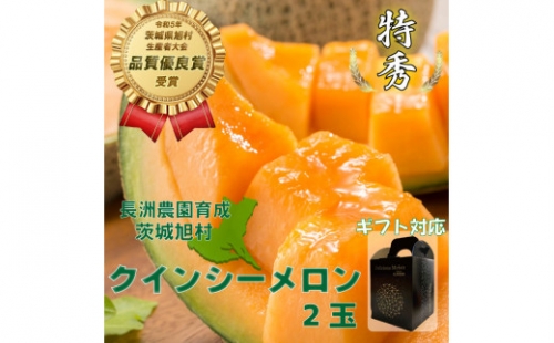 クインシーメロン 2玉（2.5kg）茨城旭エメラルド