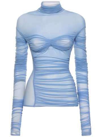 Draped Turtleneck Long Sleeve Top