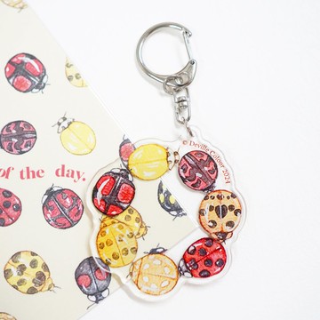 【瓢蟲小姐 - 魔法黃圈圈】水彩插畫 掛件 亞克力鎖匙扣