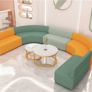 免運 附發票 公司貨 沙發 辦公區沙發 接待區沙發 休息區沙發 辦公室休息區美容院沙發幼兒園早教中心新款弧形靠背沙發茶幾組合年底鉅惠 店長推薦 工廠現貨直銷 售後保障 5k1023