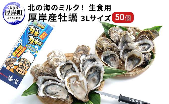 北の海のミルク！ 厚岸産 牡蠣 3Lサイズが50個！ 生食用