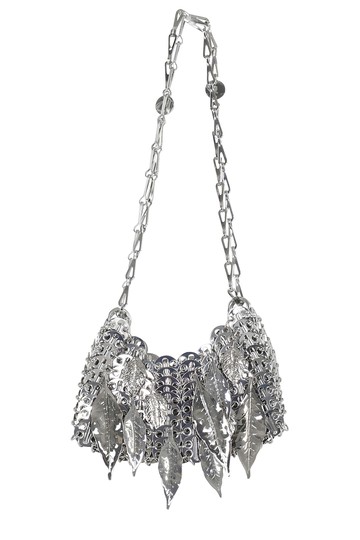 Paco Rabanne Silver Nano Bag Metalic Leaves Shoulder Bag
