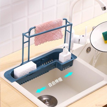 桃園出貨✨多功能廚房水池免安裝伸縮瀝水架收納架晾掛架晾抹布過濾食物殘渣