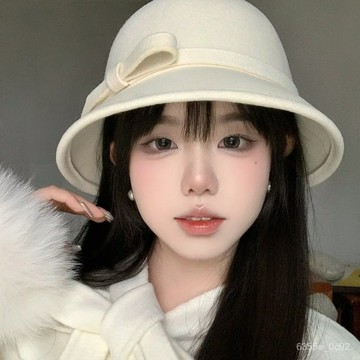 免運💯赫本風韆金羊毛漁夫帽女秋冬法式名媛複古小香風優雅盆帽氣質禮帽時尚休閒百搭可愛女生帽子大頭圍蝴蝶結漁夫帽顯臉小氛圍帽