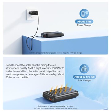跨境太陽能磁吸無線充電寶10000毫安大容量快充移動電源定制Logo