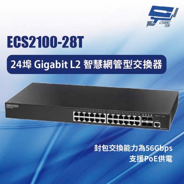昌運監視器 Edge-corE Edgecore ECS2100-28T 24埠 Gigabit L2 智慧網管型交換器