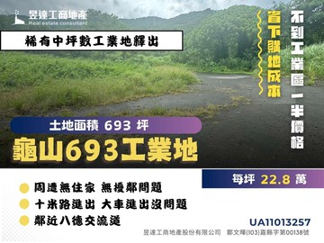 龜山690坪工業地☆每坪23萬｜桃園市龜山區兔子坑段
