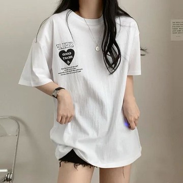 已售9642件💖Vuja de 純棉 t恤 短袖上衣女 愛心印花 T恤 韓國上衣 oversize T恤 潮流衣服 寬