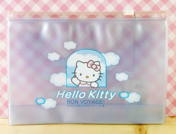 【震撼精品百貨】Hello Kitty 凱蒂貓~化妝包/筆袋-扁平夾鏈袋-白雲