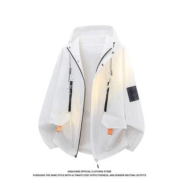 NASAB-EARE青少年潮牌連帽夾克男春秋工裝防風外套情侶休閑沖鋒衣