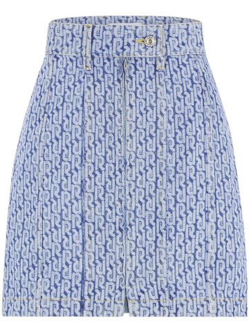 Rabanne - monogram-pattern denim miniskirt - women - Cotton - 34 - Blue