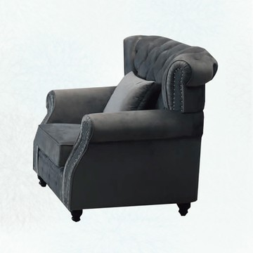 文創集 伯特法式灰輕柔絨布單人座沙發椅-108x90x102cm免組