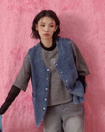 復古牛仔西裝背心(兩色)