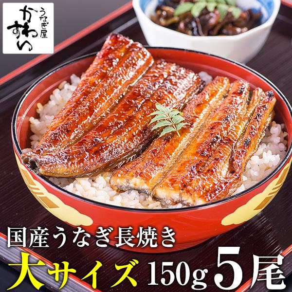 うなぎ 蒲焼き 国産 大サイズ 150g 5尾 ウナギ 鰻 送料無料