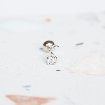 天然石925純銀英文字母轉珠耳環 S