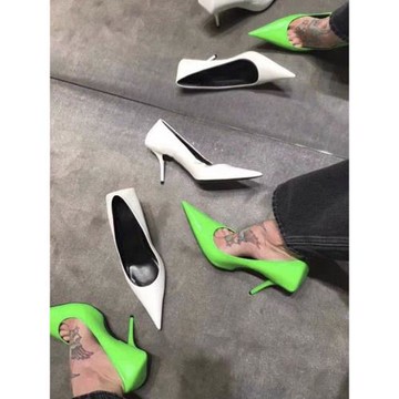 白色高跟鞋女2025秋新款法式尖頭細跟單鞋真皮通勤小眾女鞋百搭