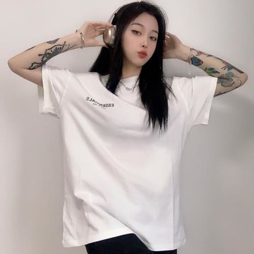 短袖t恤反光設計感小眾男女情侶白色黑色夏季