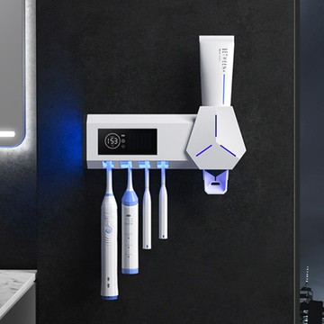 牙刷消毒器 智能牙刷消毒器紫外線免打孔衛生間收納吸壁電動殺菌壁掛式置物架 【CM689】